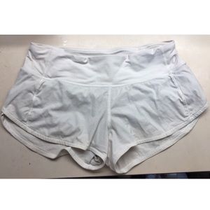 White Lululemon Speed Up Shorts 2.5 inseam